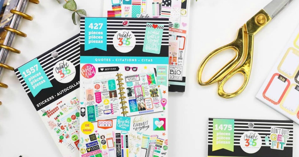 The Happy Planner sticker sets and scissors