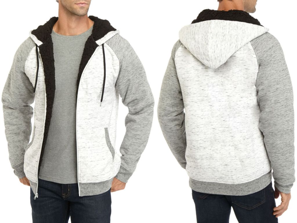 men wearing grey, white and black Sherpa Lined Fleece Zip Jacket