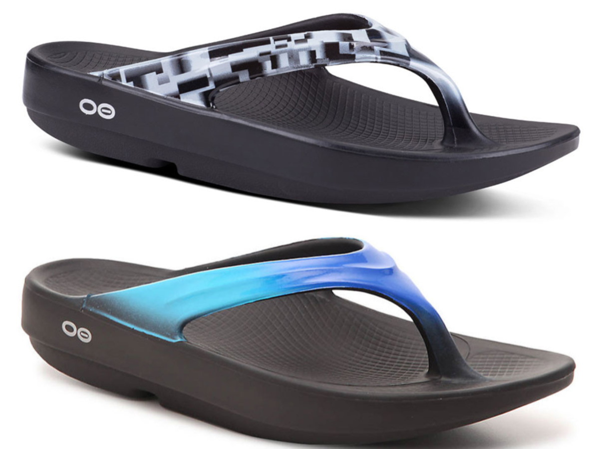 women's black and white recovery sandal and women's black and blue recovery sandal