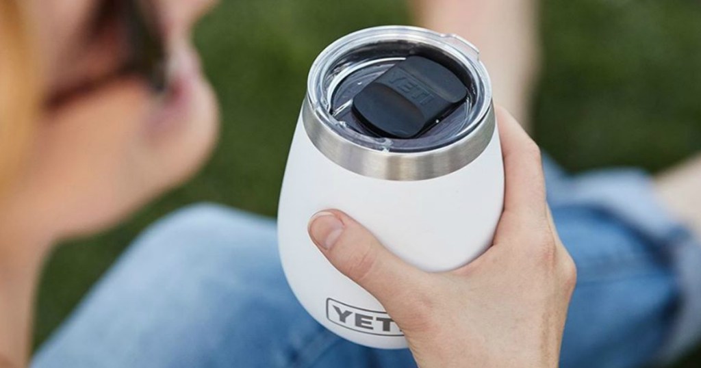 person holding a YETI Wine Tumbler