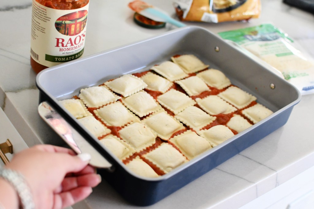 dding frozen ravioli to dish