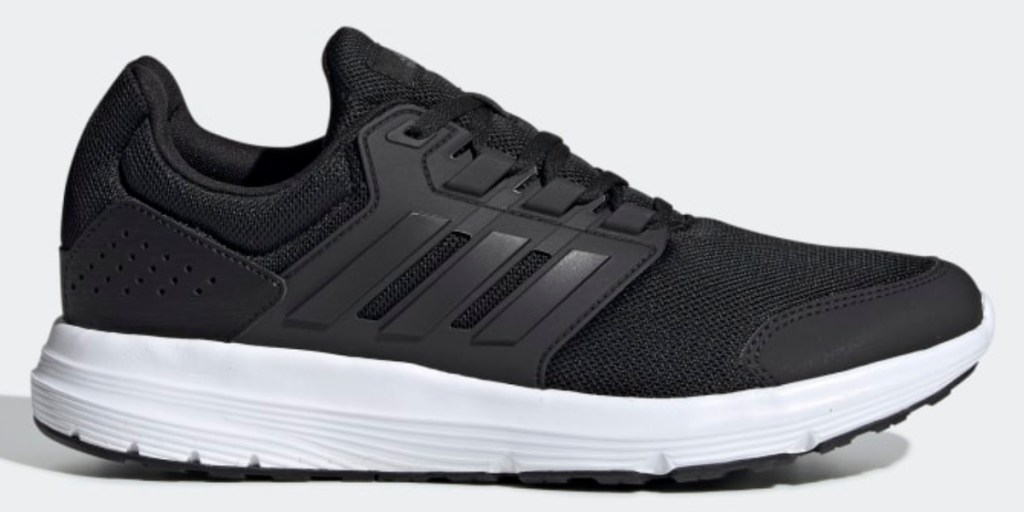 adidas mens galaxy shoe black with 3 stripes
