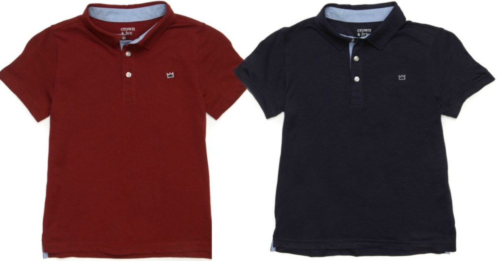 white background with boys red shirt and blue shirt