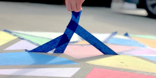 Easy Stained Glass Sidewalk Chalk Art Using Painter’s Tape