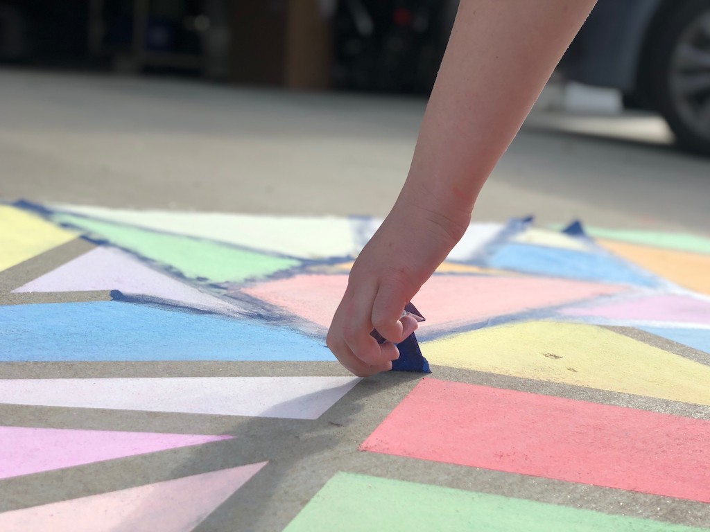 peeling off painters tape from sidewalk chalk 