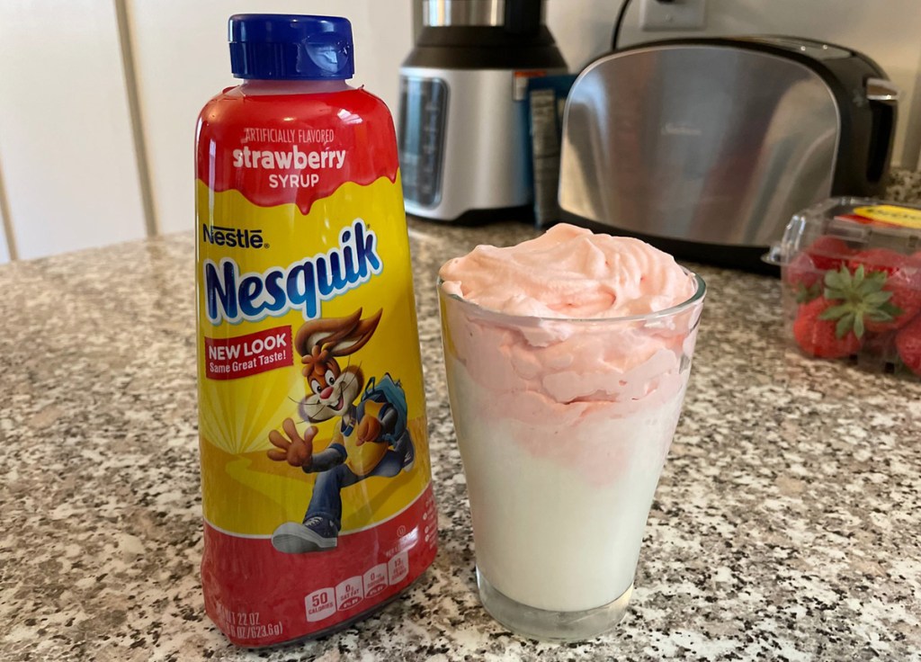 nesquik strawberry syrup with whipped milk