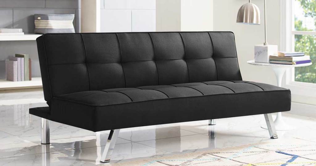 serta couch in black in a living room