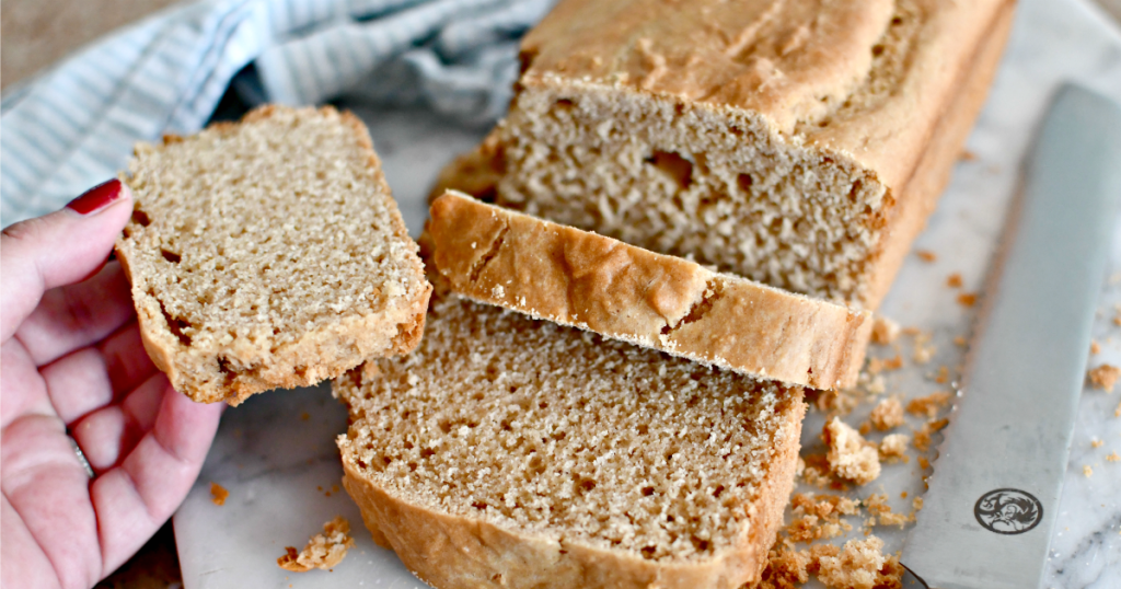 slicing peanut butter bread