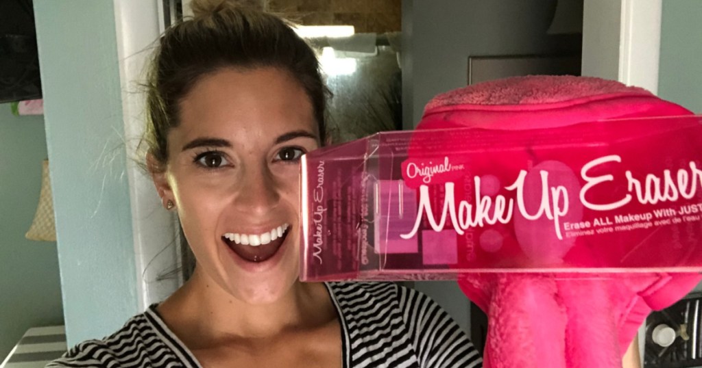 woman holding up a Makeup Eraser