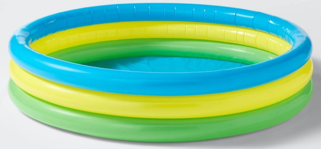 3 ring green, yellow, and blue kiddie pool
