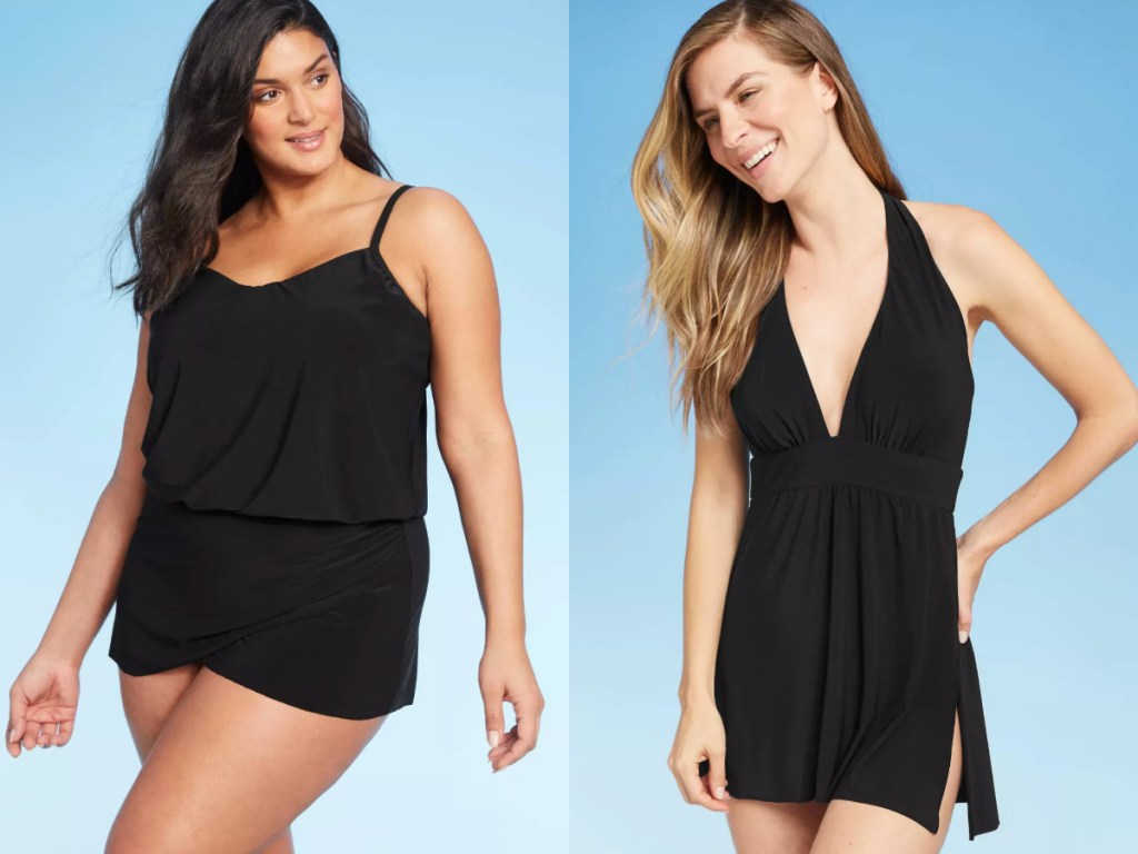 two women wearing Aqua Green Women's Swim Dresses