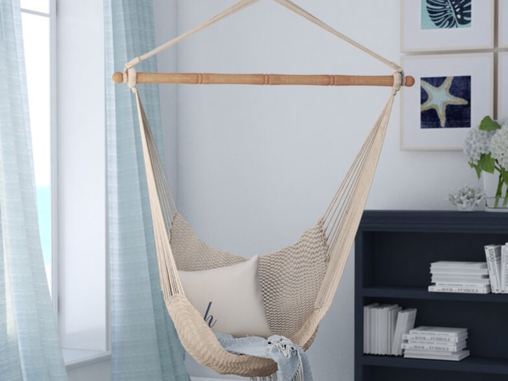 beige hammock in living room