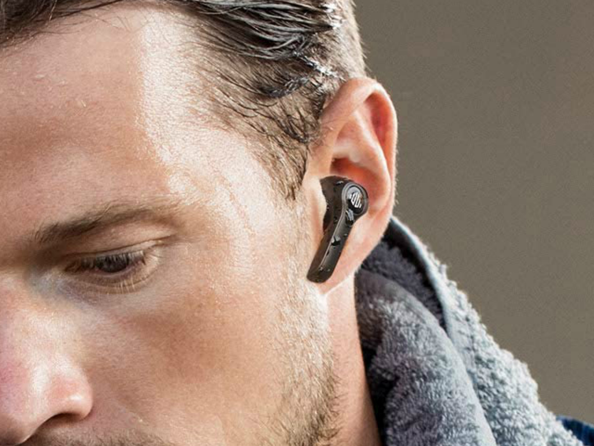 Man wearing Bluetooth Wireless Earbuds