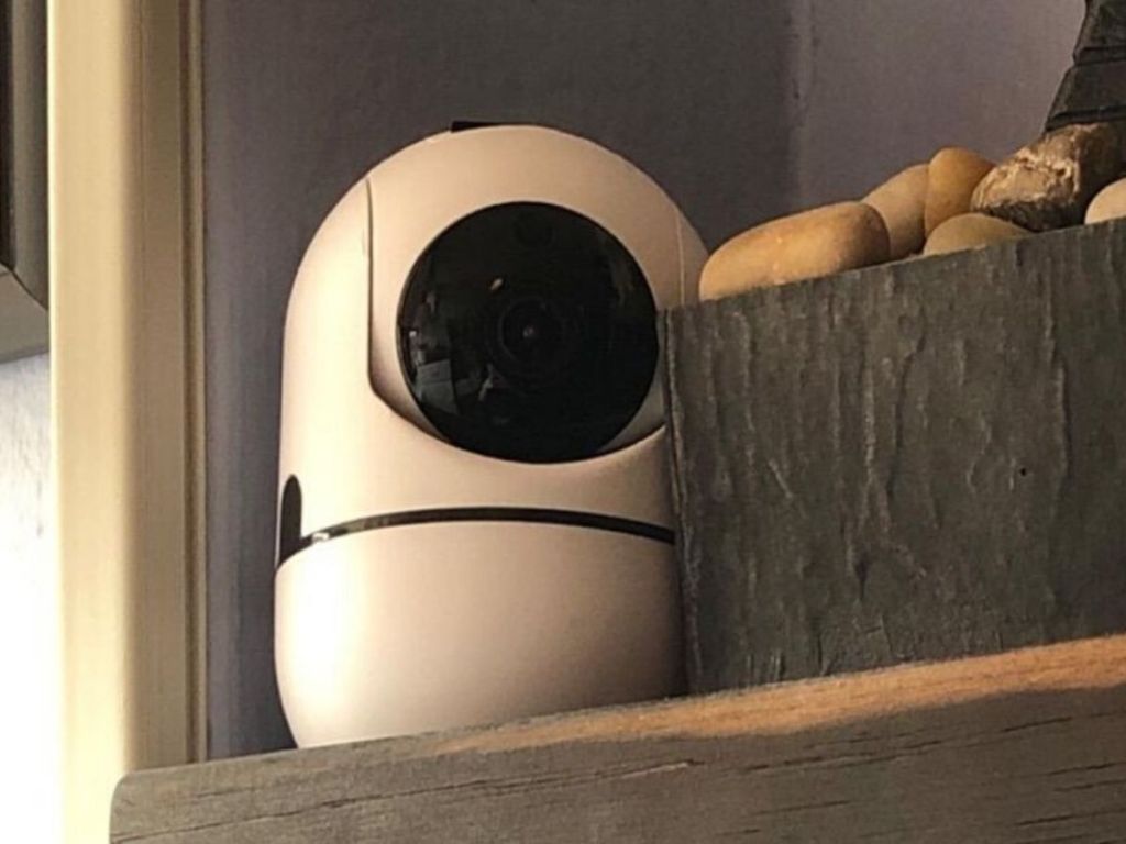 video monitor on shelf