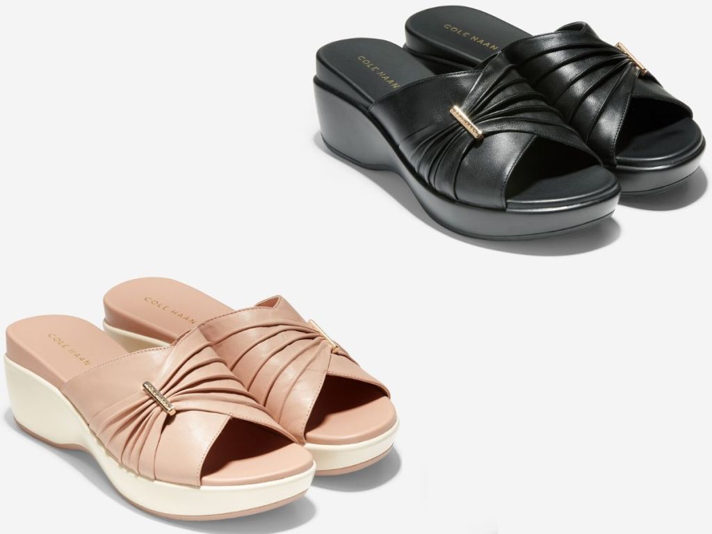 two pairs of women's mule sandals