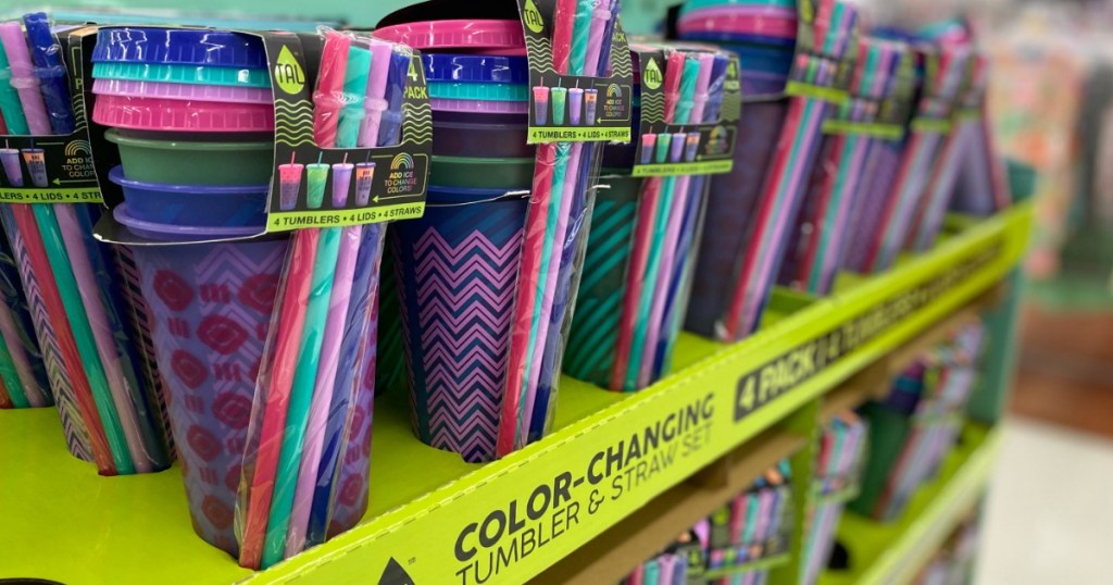 Color Changing Tumbler Set on display at Walmart