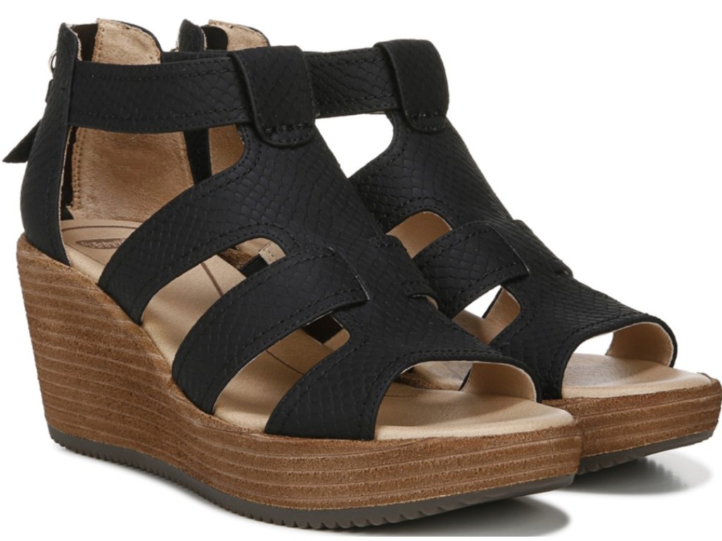 Dr. Scholl's black Snakeskin wedge sandals