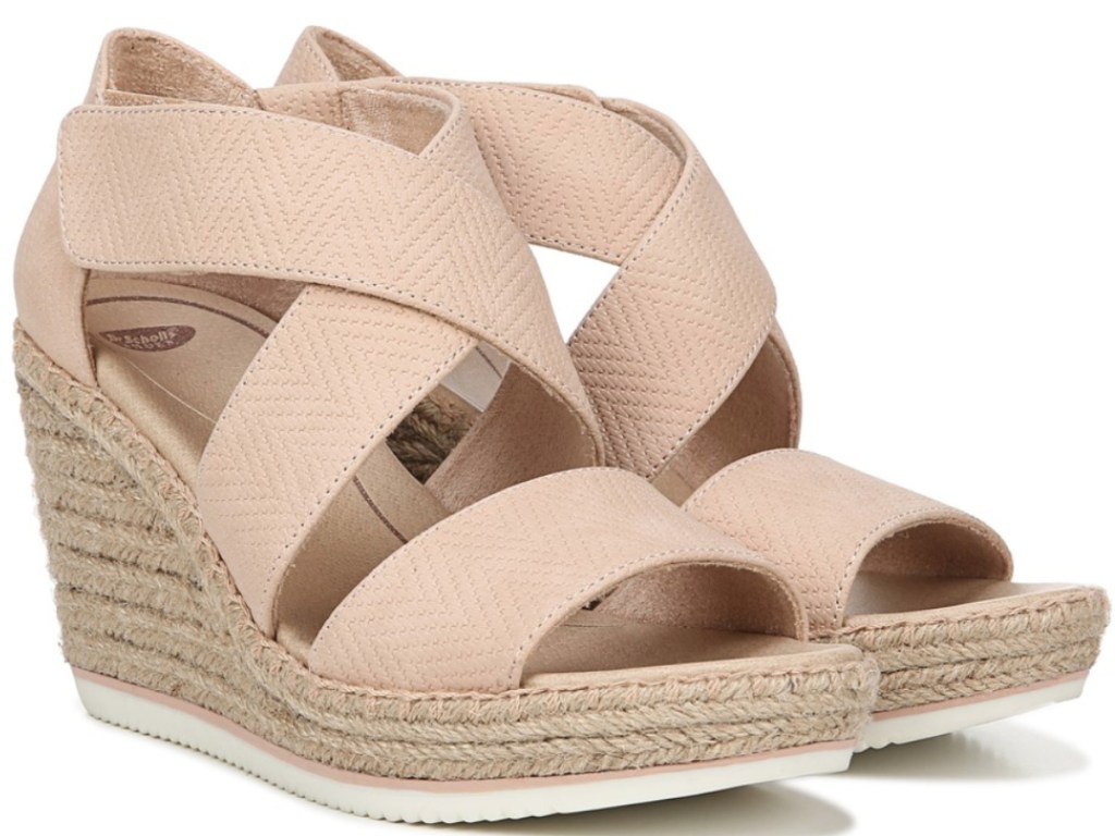 Dr. scholl's pink criss-cross sandal wedges