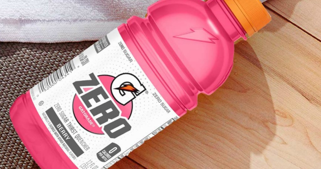 pink Gatorade laying down