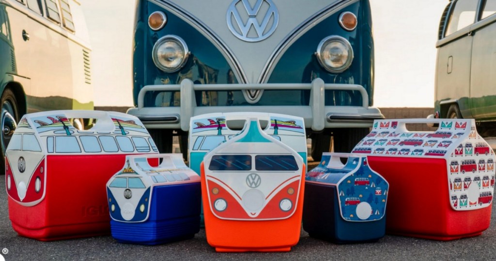 Igloo Volkswagen Coolers in front of VW bus