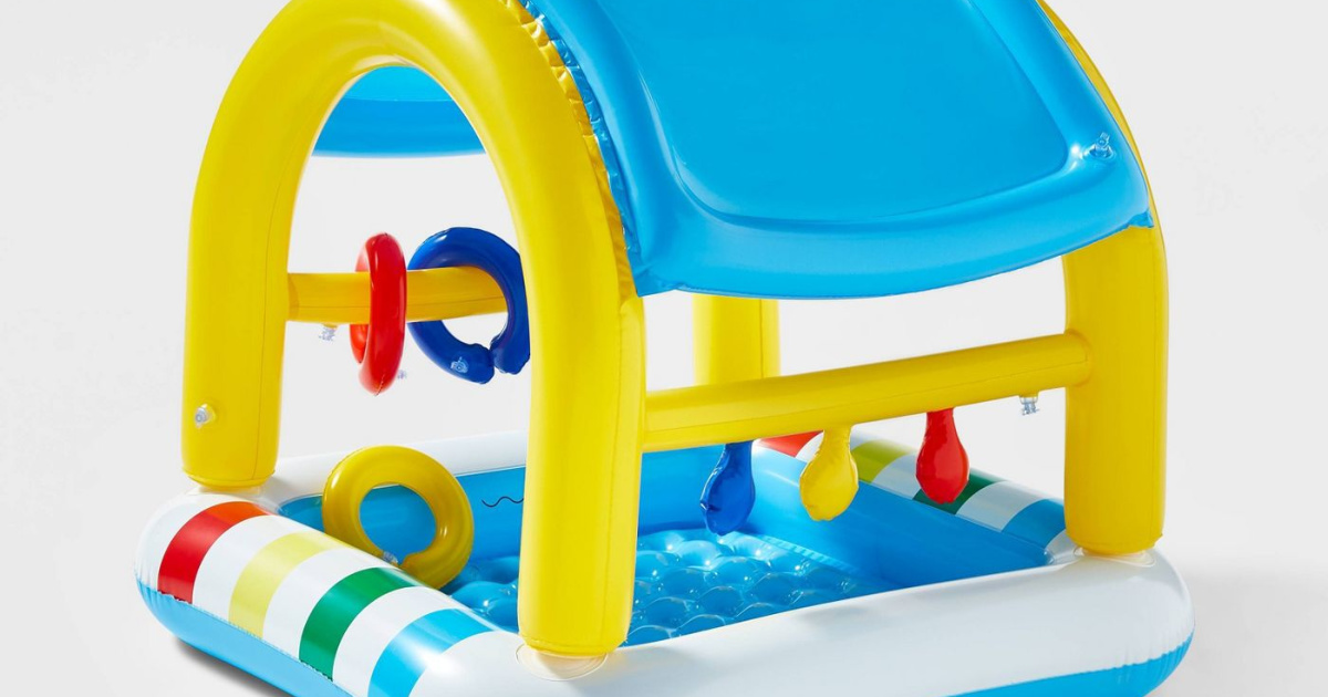 inflatable baby pool and pool top with ring toys
