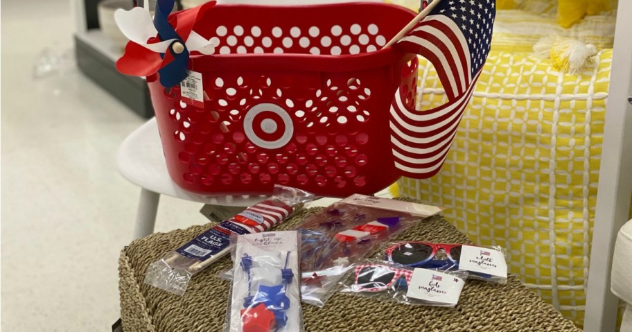 July 4th Target Dollar Items with red basket