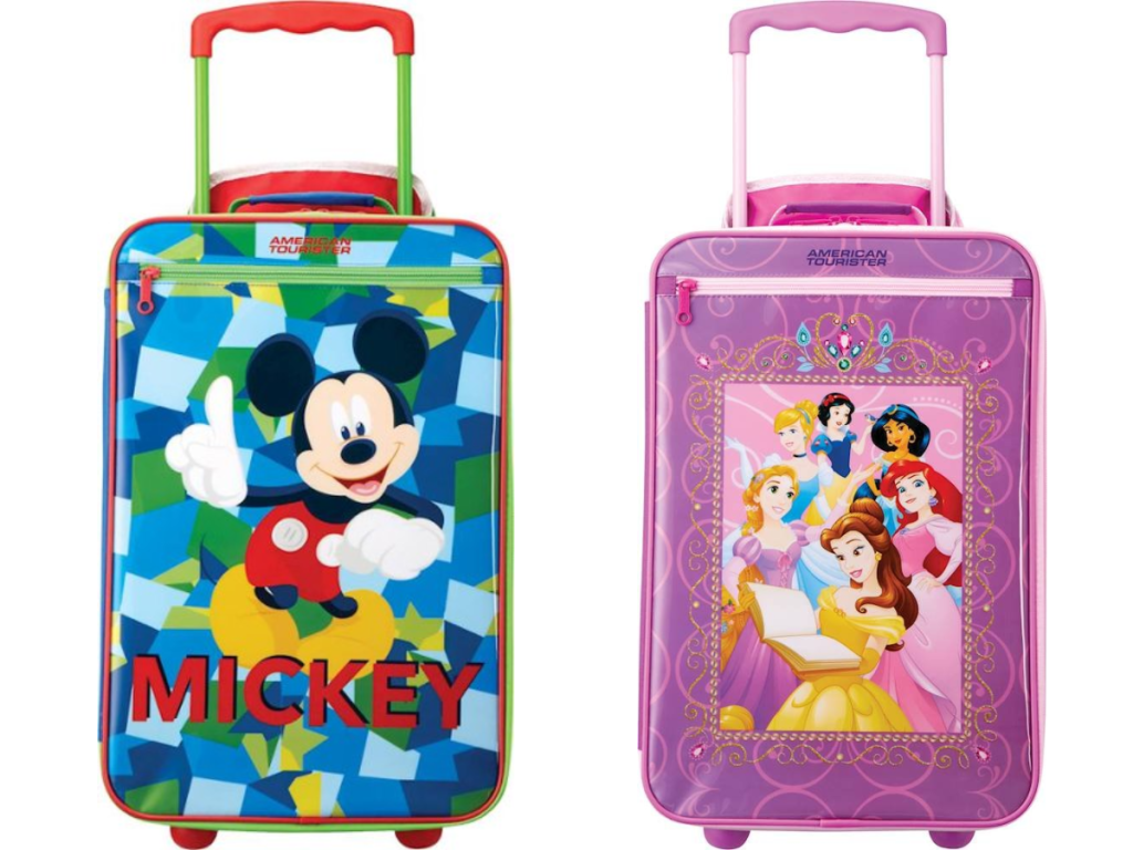 mickey mouse and disney princess kids luggage