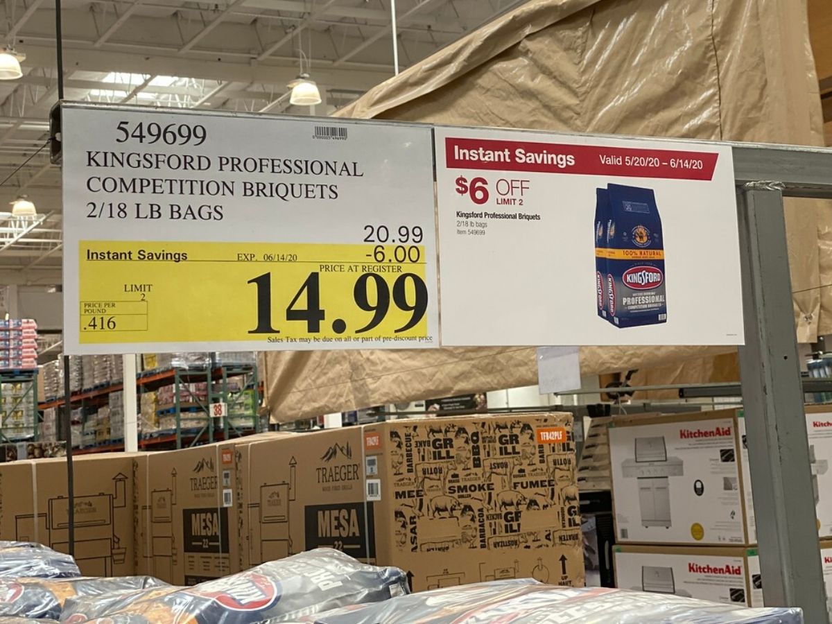 in-store display of charcoal at Costco store