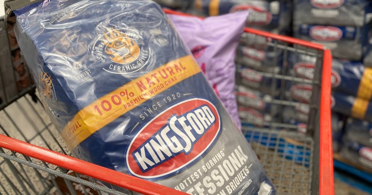 bag of charcoal in shopping cart