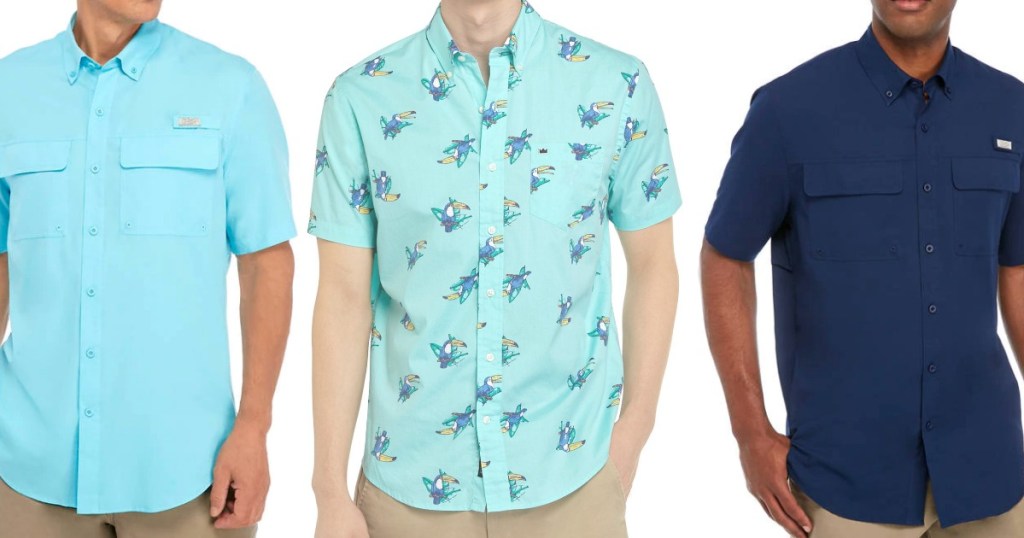 three men wearing shirts