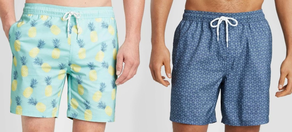 Two style of men's swim shorts