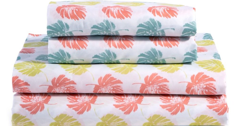 coastal set with colorful sea shells Modern. Southern. Home. Microfiber Sheet Set