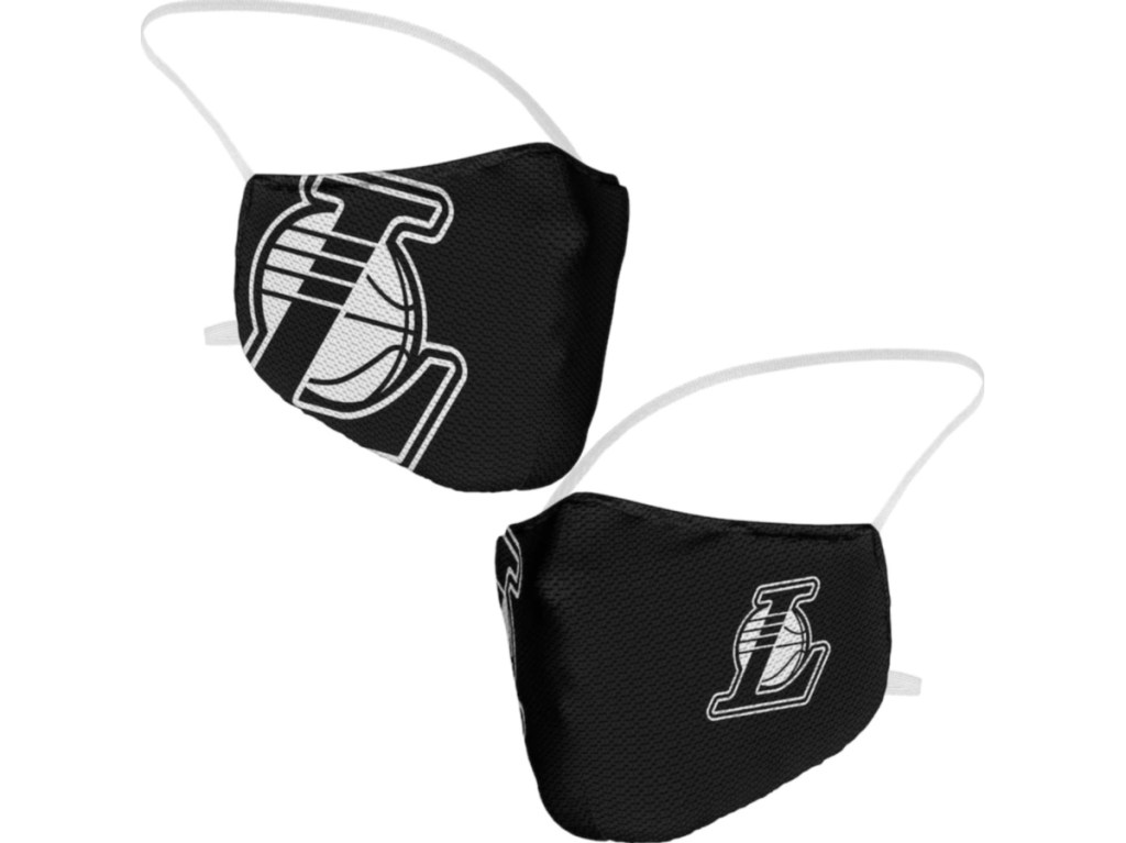 2 lakers black and white nba face masks