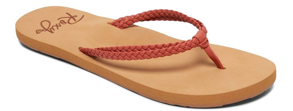 roxy leather flip-flop with orange braided strap
