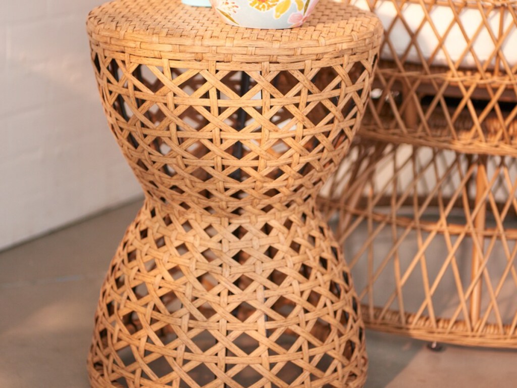 wicker weaved accent table