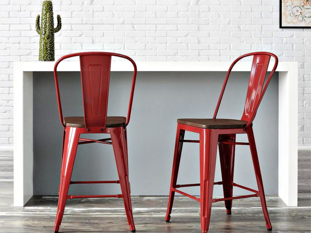 Set of 2 StyleWell Finwick Metal Counter Stools