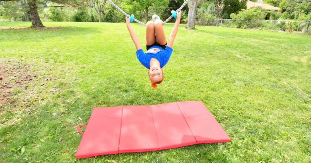 tumbling pad under girl