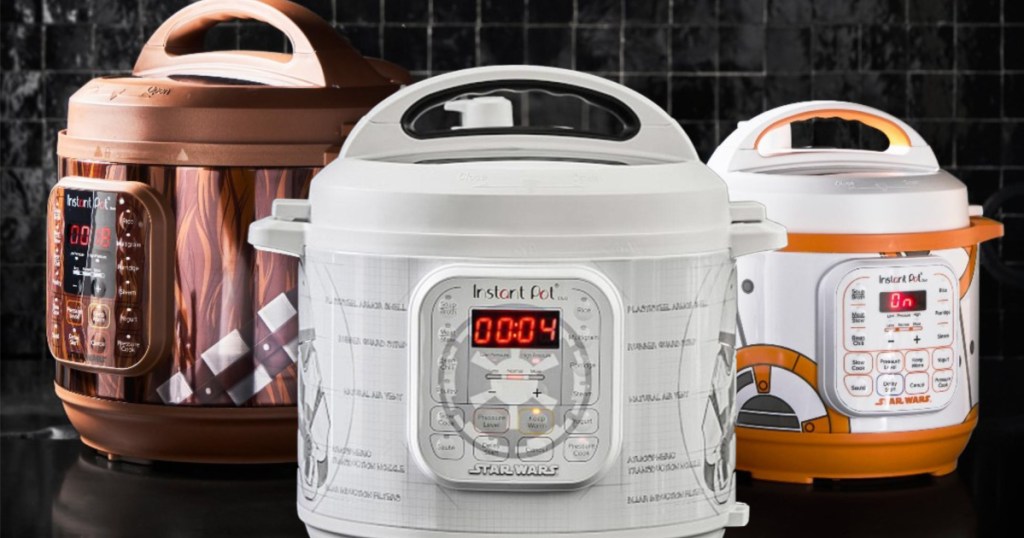 Star Wars Edition Instant Pot with chewbacca, bb-8, and storm trooper