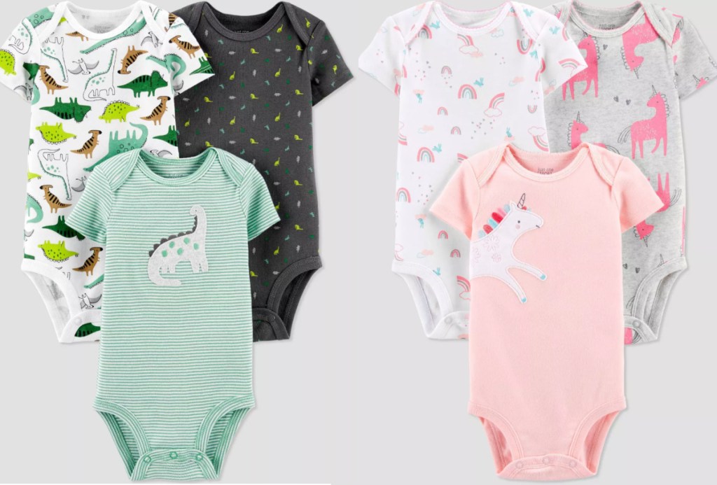 2 baby bodysuit 3-packs next to each other