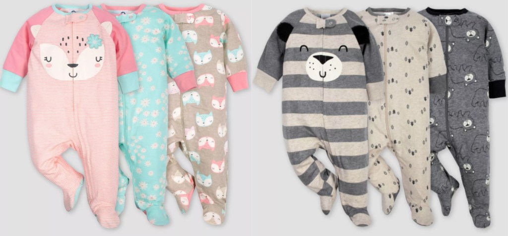 2 sets of 3 pack baby pajamas 