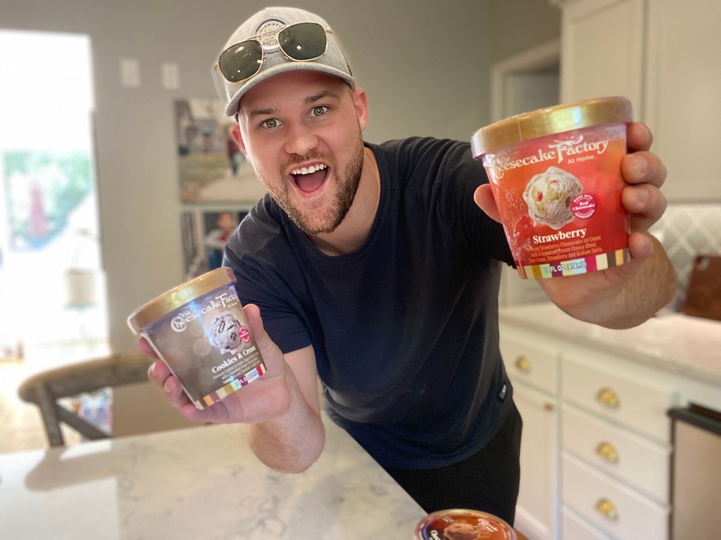 man holding and loving The Cheesecake ice cream