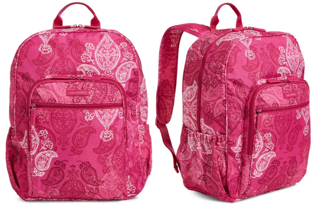 pink and white vera bradley campus backpack