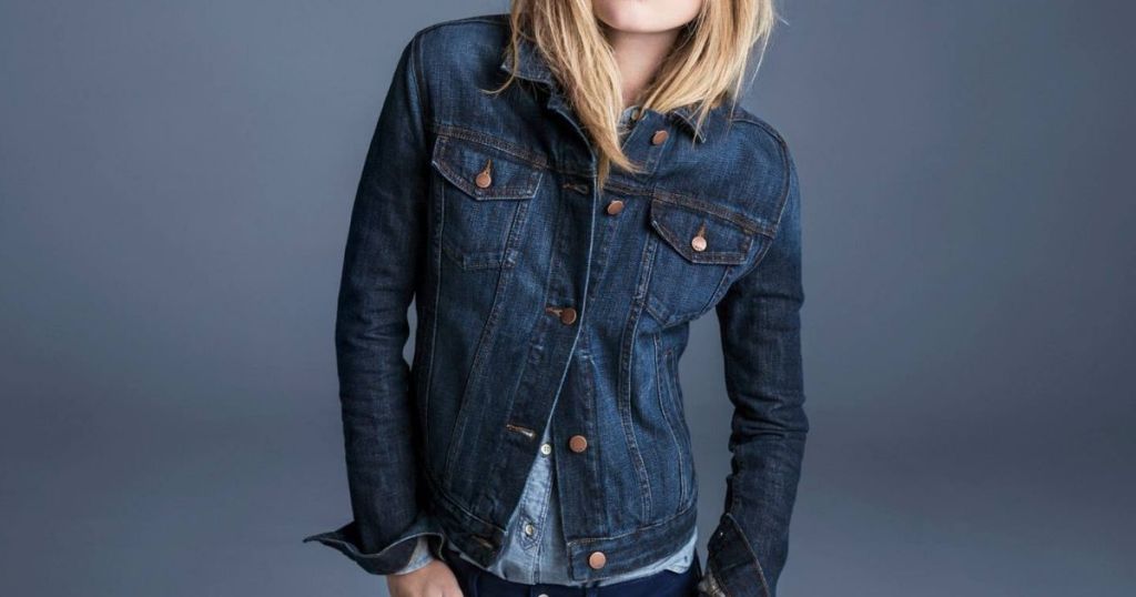 woman wearing denim jacket