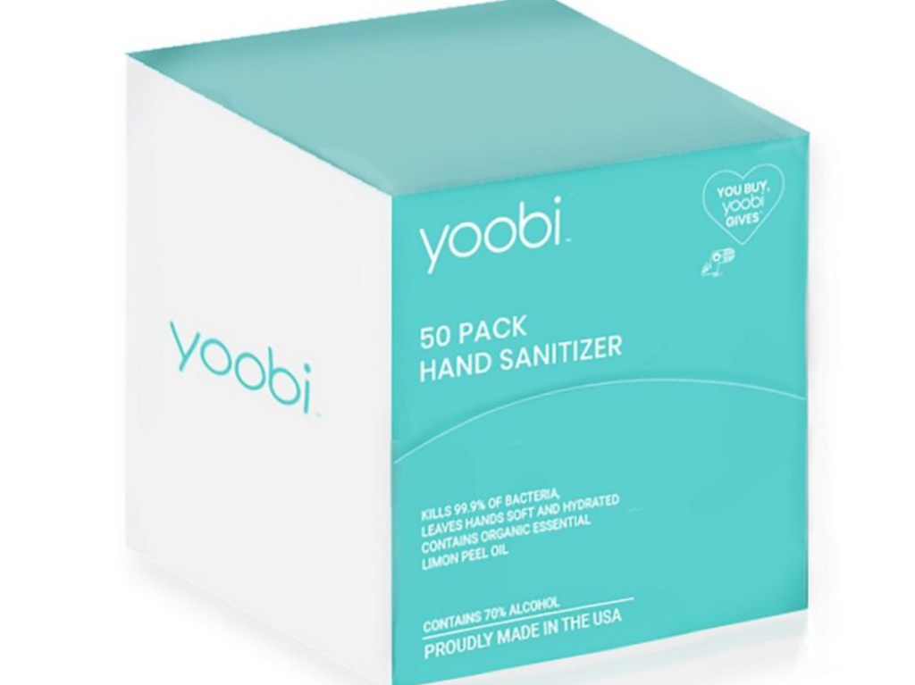 50-Count box of Yoobi Hand Sanitizer 