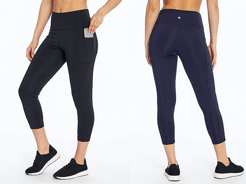 bally total fitness leggings in blue and black