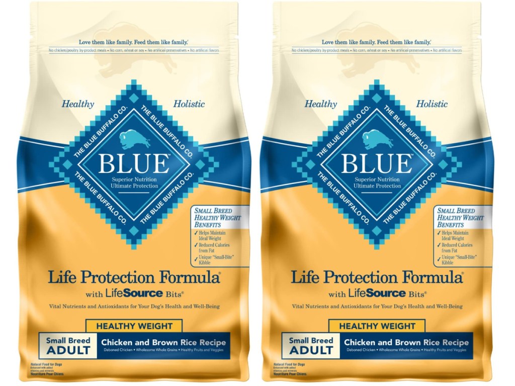 2 bags blue buffalo healthy weight dog food