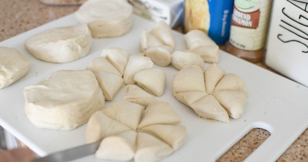 cutting biscuit dough
