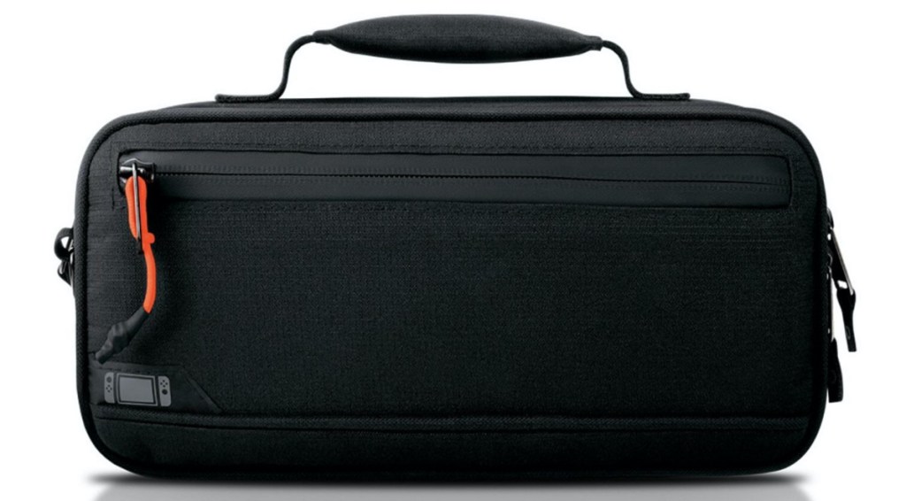 black handheld gaming console case