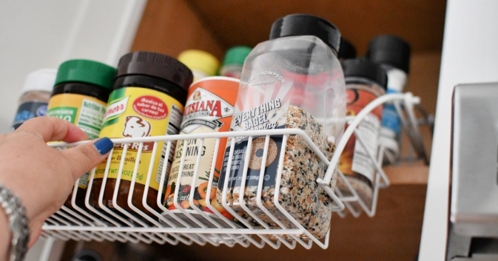 drop down spice rack organizer