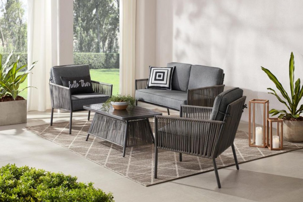 hampton bay 4-piece set outdoor wicker set